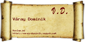 Váray Dominik névjegykártya